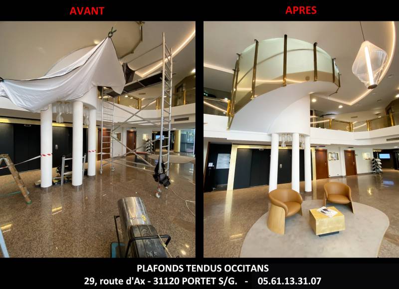 AVANT / APRES Plafonds Tendus Occitans Toulouse - hôtel PALLADIA Toulouse